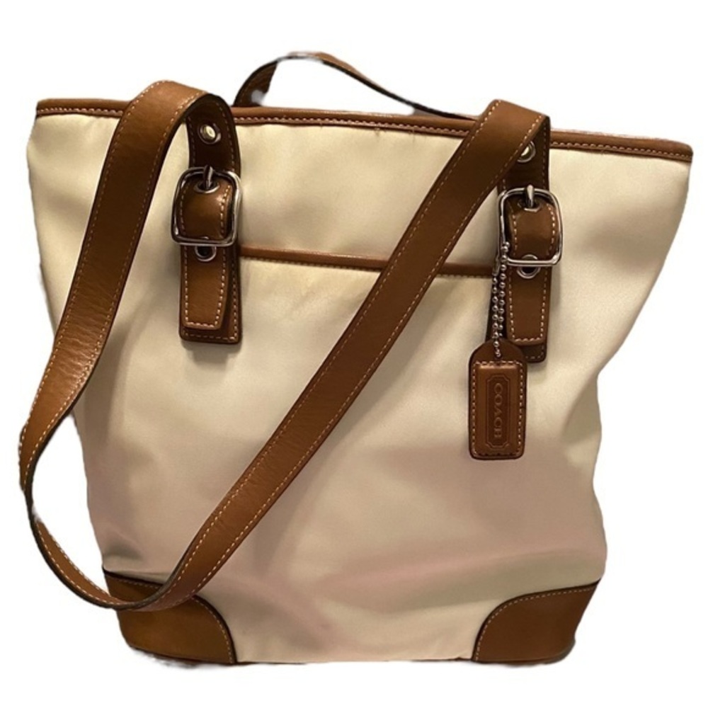 Coach cream colored small sized shoulder tote